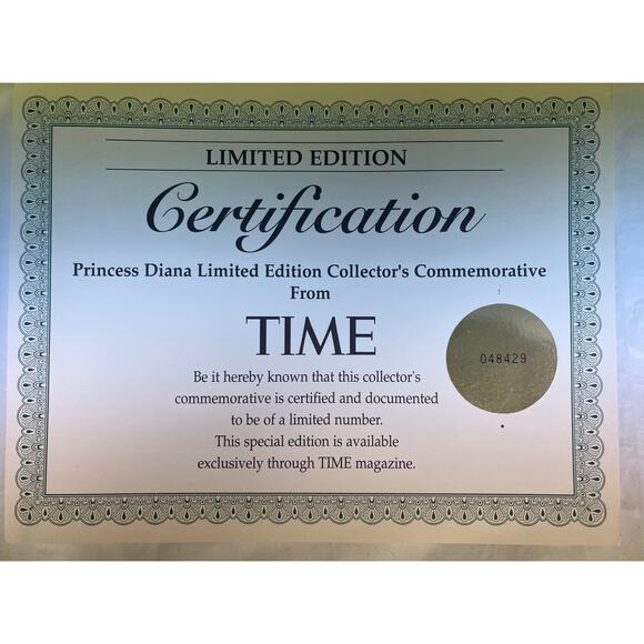Princess Di (Diana) Time Magazine Commemorative Issue 1961-1997 W/ COA 048429 - Picture 5 of 13